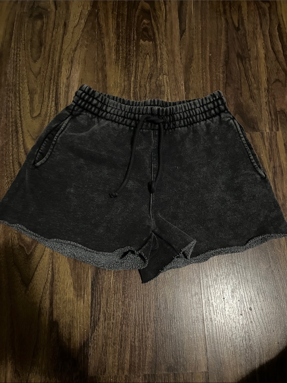 Aritzia Black Washed Elastic Waist Athletic Shorts